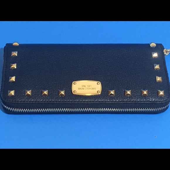 SOLD! Michael Kors Leather Navy Studded Wallet NWT - Picture 5 of 8